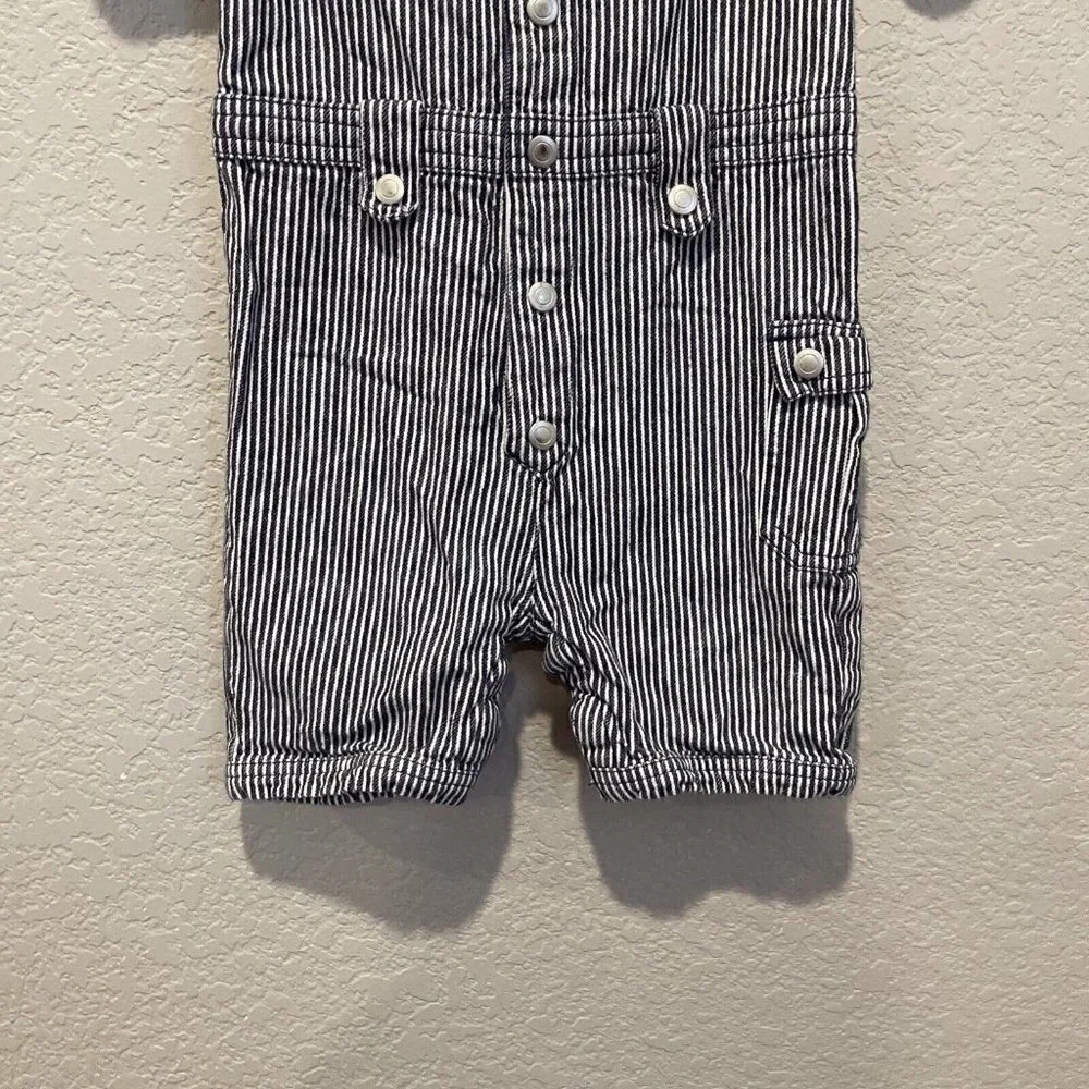 Hanna Andersson Toddler Baby Boy One-Piece BLUE Railroad Stripe Romper 80, 18-24 - Picture 3 of 7